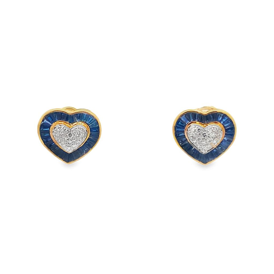 Sapphire and Diamond Heart Earrings