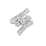 Baguette and Round Diamond Bypass Ring