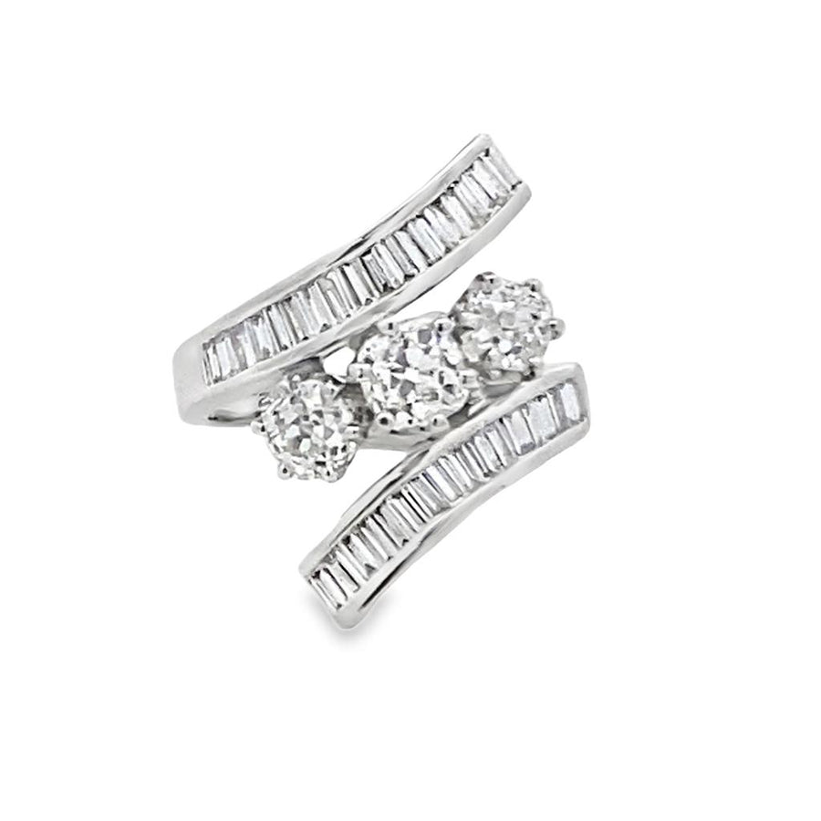 Baguette and Round Diamond Bypass Ring
