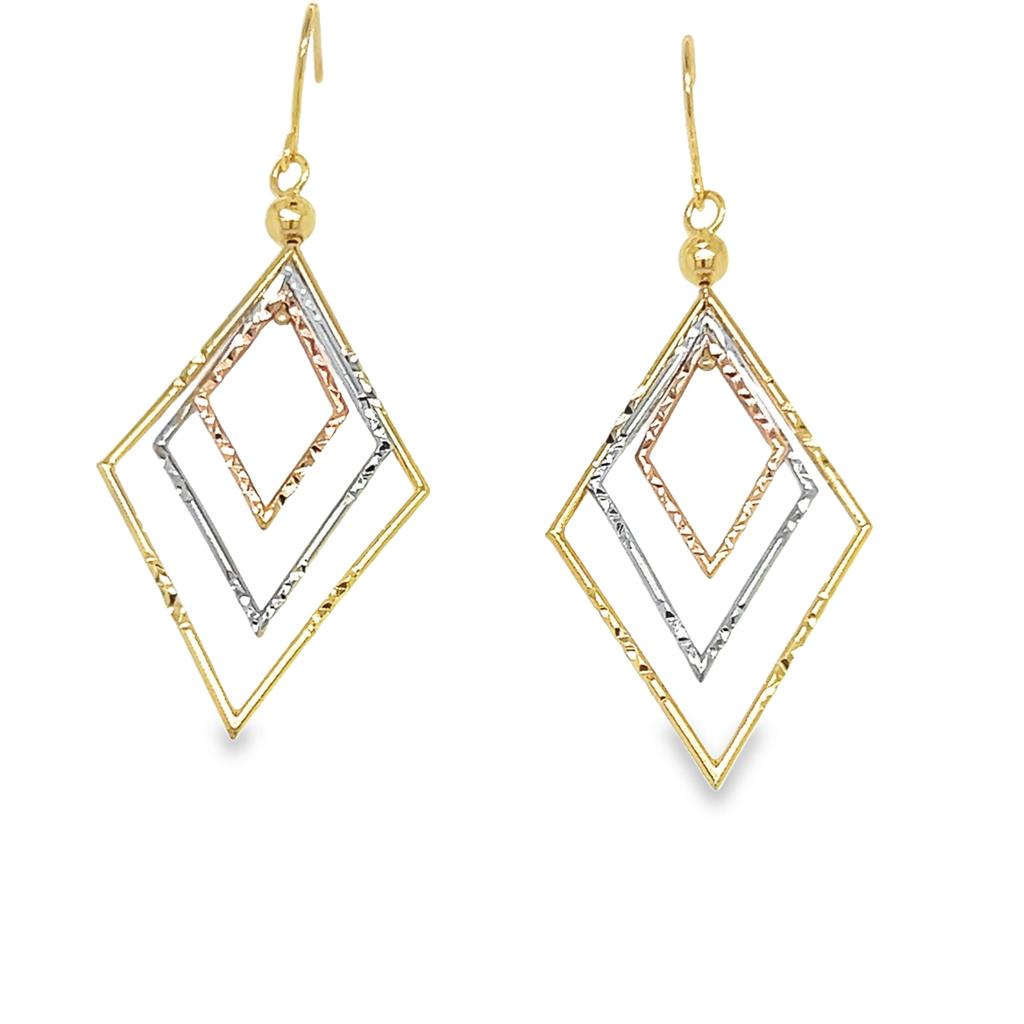 Tri-Color 14 Karat Diamond Cut