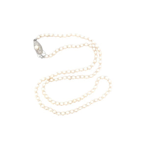 Sterling Silver Engraved Knotted Strand Estate Jewelry Length 18.5 With One 4.00Mm Cultured Pearl And 109=3.60Mm Cultured Pearls