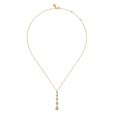 Lady's Two-Tone 14 Karat Graduated Teardrop Bar Pendant Necklace Lengt