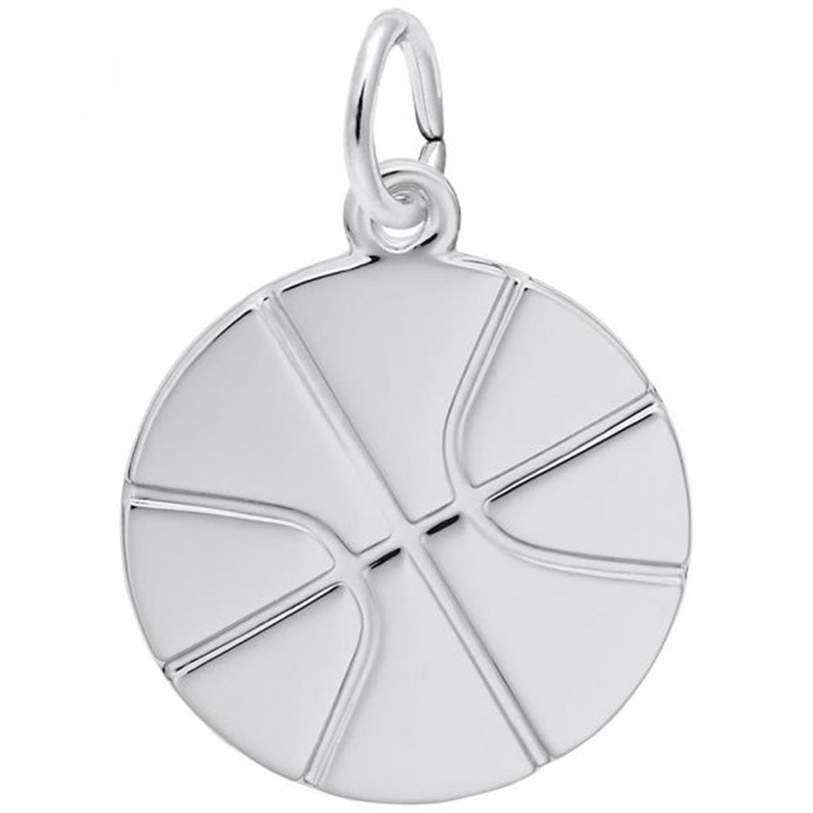 Rembrandt Charms Flat Basketball Charm Sterling Silver