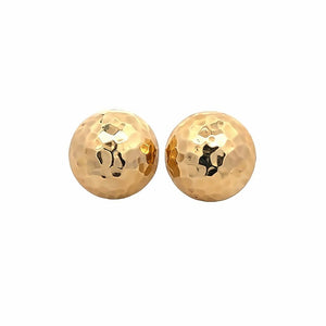 Yellow 14 Karat Hammered Dome Earrings Estate Jewelry