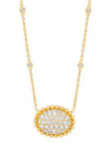 Lady's Yellow 14 Karat Beaded Cluster Pendant Necklace Length 17 41 =