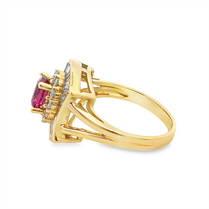 Estate Oval Ruby and Baguette Diamond Ring