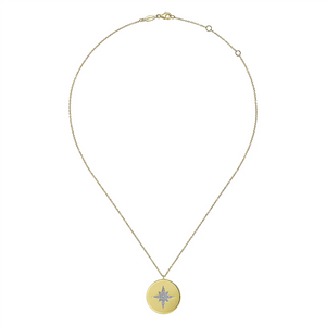 Gabriel & Co. Fashion 14K Yellow Gold Diamond Star Medallion Necklace