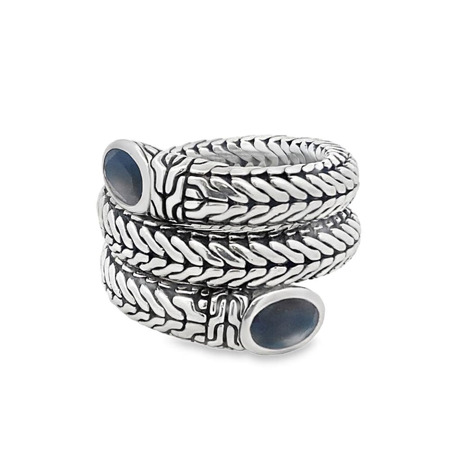 John Hardy Woven Coil Ring with Black Chalcedony