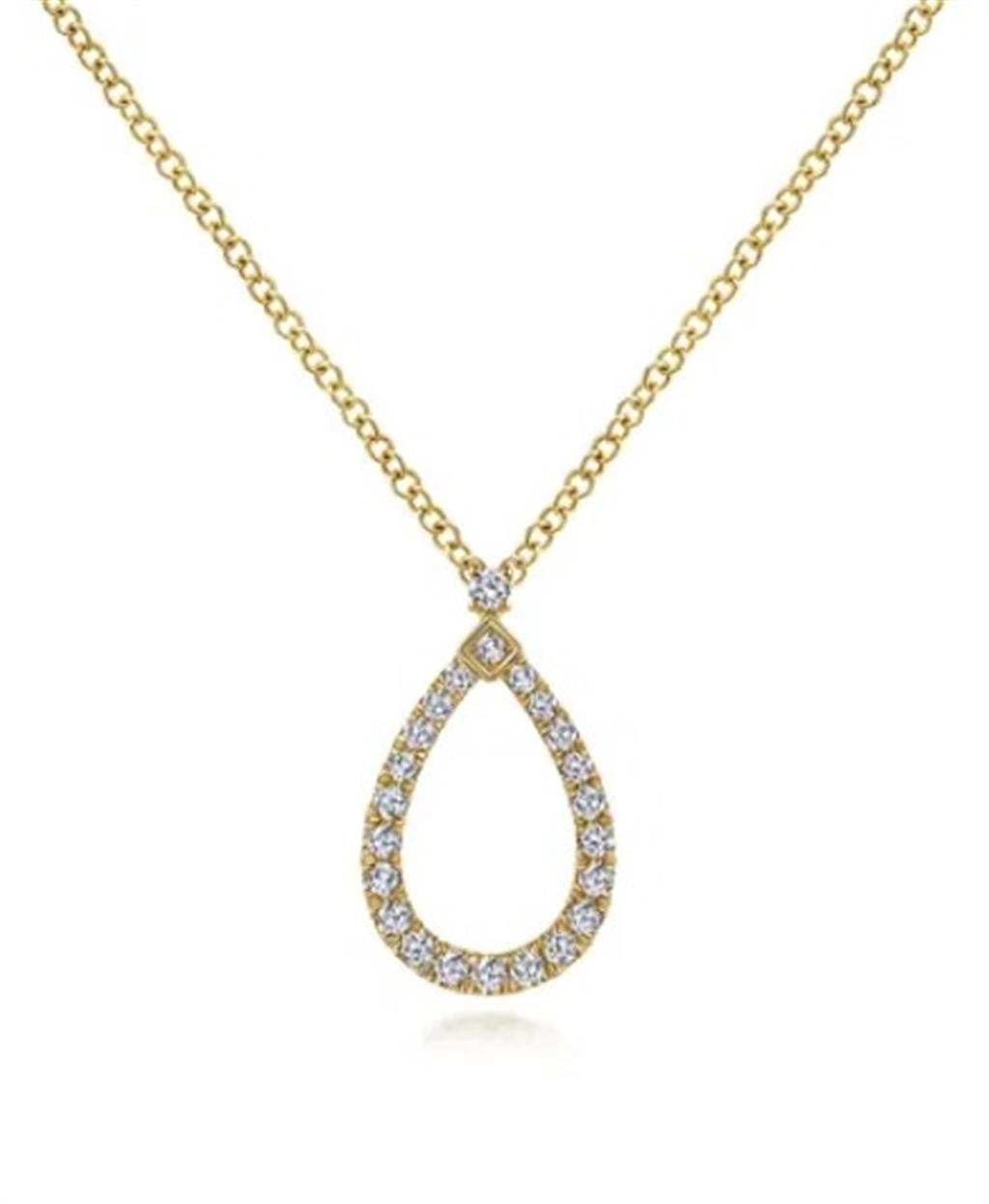 Lady's Yellow 14 Karat Teardrop Pendant Necklace Length 17.5 23 = 0.16