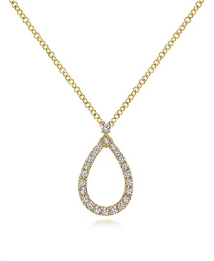 Lady's Yellow 14 Karat Teardrop Pendant Necklace Length 17.5 23 = 0.16