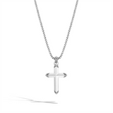 John Hardy MEN's Classic Chain Silver Cross Pendant on Box Chain Necklace