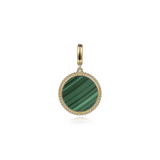 Gabriel & Co. Fashion 14K Yellow Gold Round Malachite Inlay Pendant