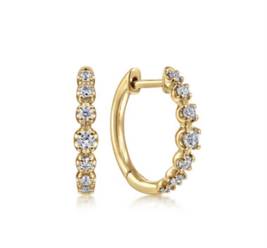 Lady's Yellow 14 Karat Lusso Collection Earrings With 14 = 0.23TWT Rou
