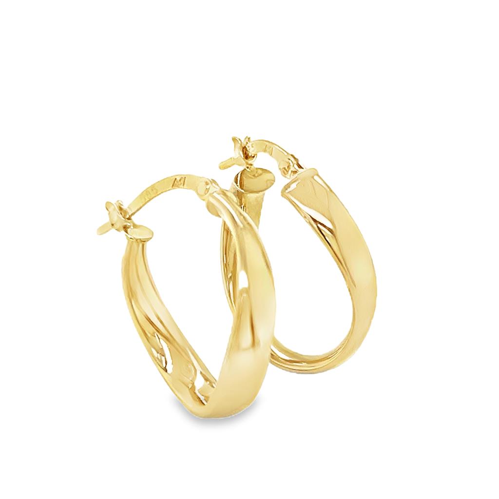 Estate Hollow Twist Oval Hinge Hoop Earrings