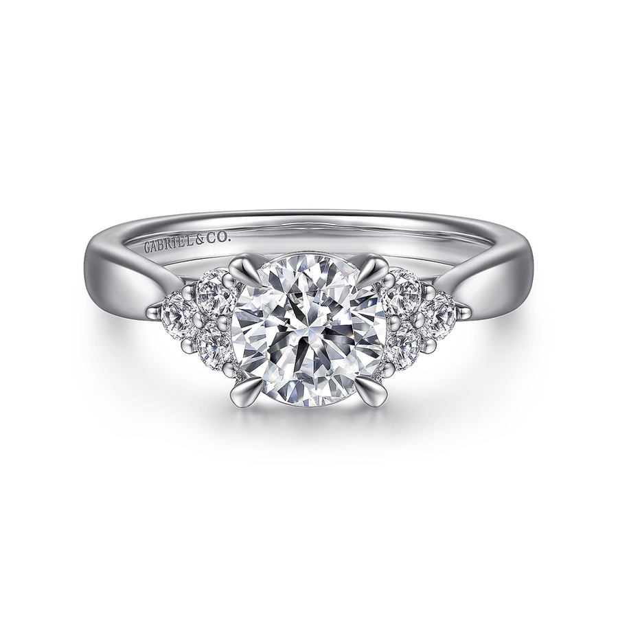 Gabriel & Co. Melia - Three Stone Cluster Diamond Engagement Ring Mounting