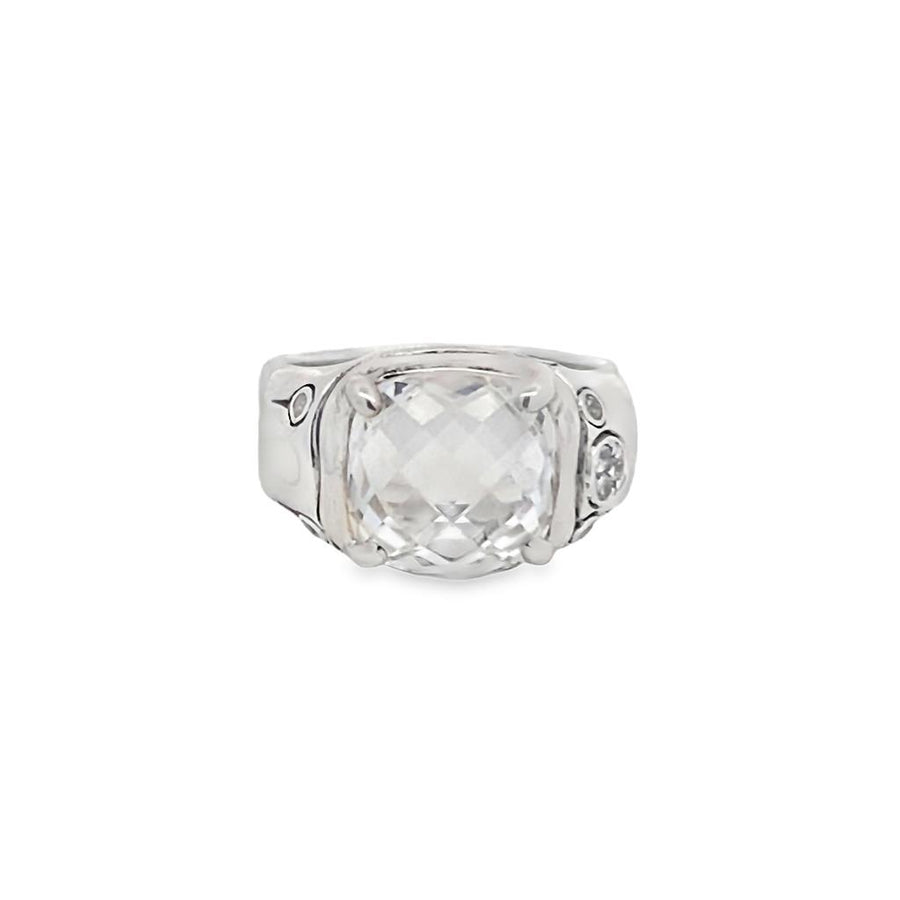 John Hardy Batu Bamboo Cushion White Topaz Ring
