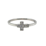 Lady's White 14 Karat East-West Cross Fashion Ring Size 6.5 With 6 = 0