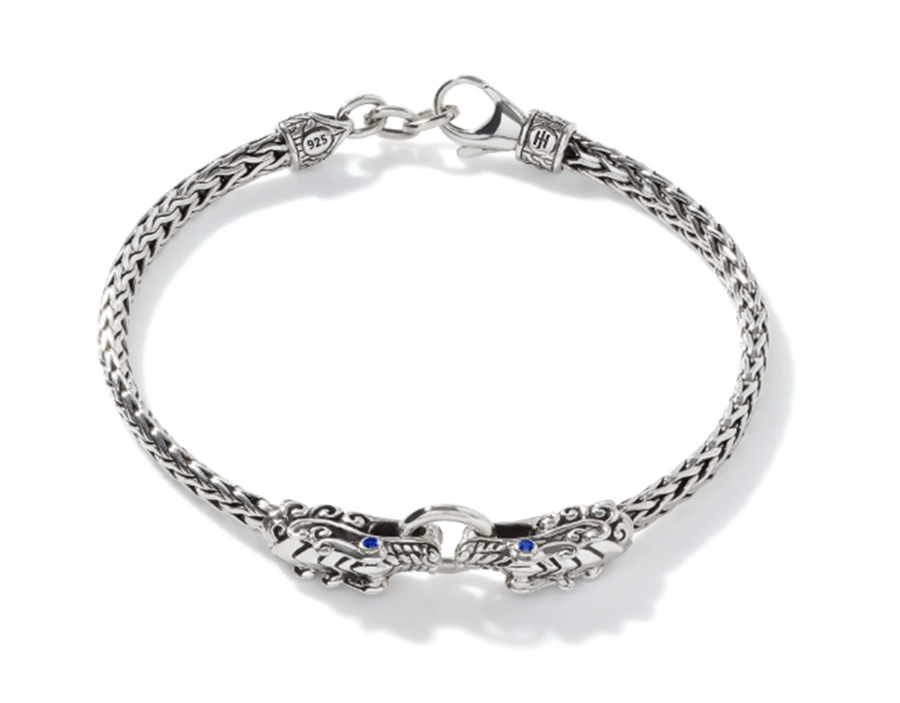 John Hardy Naga Heritage Double Dragon Head Slim Chain Bracelet