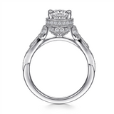 Gabriel & Co. Yvonne - 14K White Gold Floral Round Diamond Engagement Ring Mounting