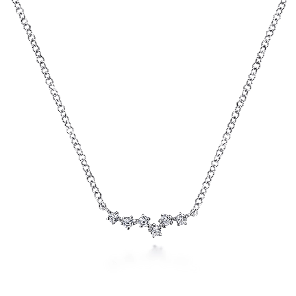 Gabriel & Co. Fashion 14K White Gold Diamond Constellation Bar Necklace