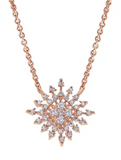 Lady's Rosé 14 Karat Starburst Pendant Necklace Length 18 36 = 0.26tw