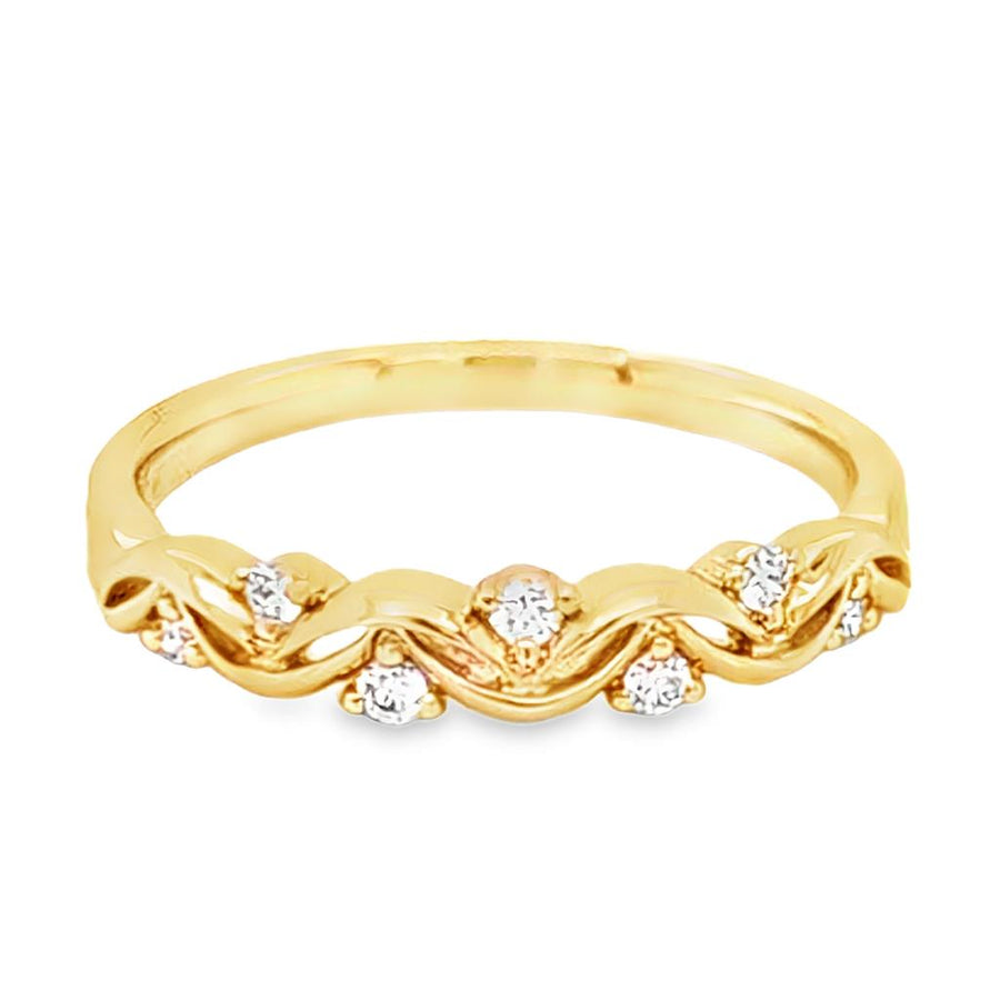 Lady's Yellow 14 Karat Alternating Wavy Wedding/Anniversary Ring Size