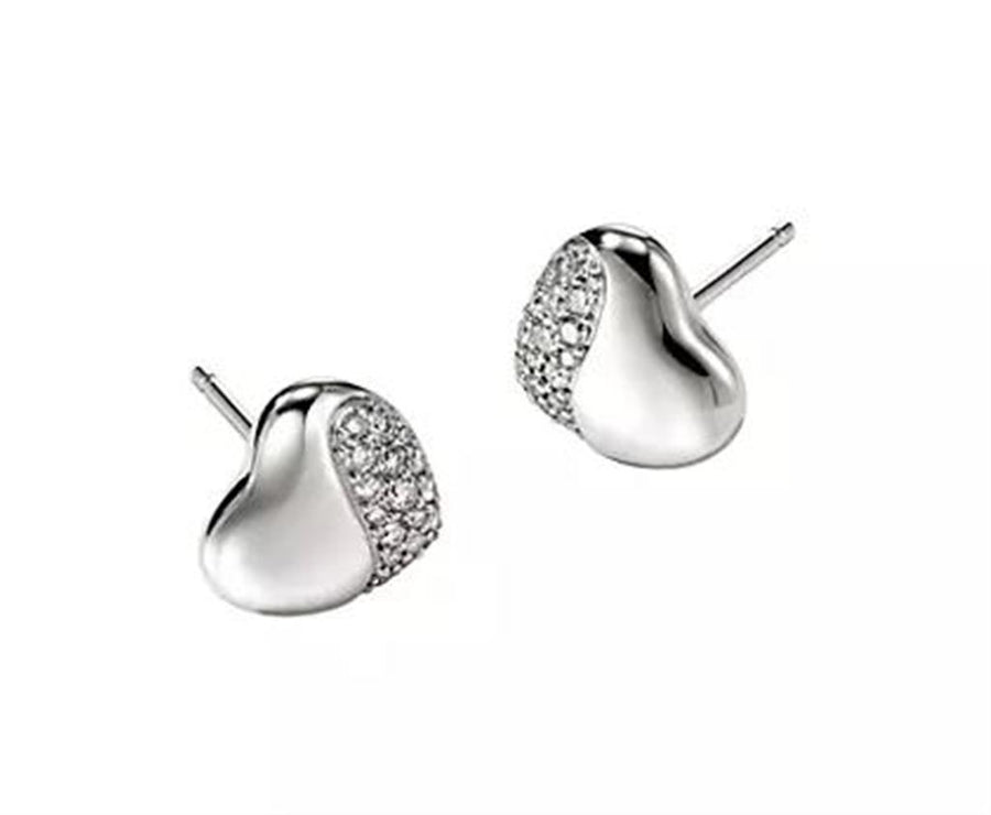 John Hardy Pebble Diamond Pave Heart Stud Earrings