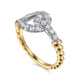 Lady's Two-Tone 14 Karat Polished/Bujukan Link Fashion Ring Size 6.5 W