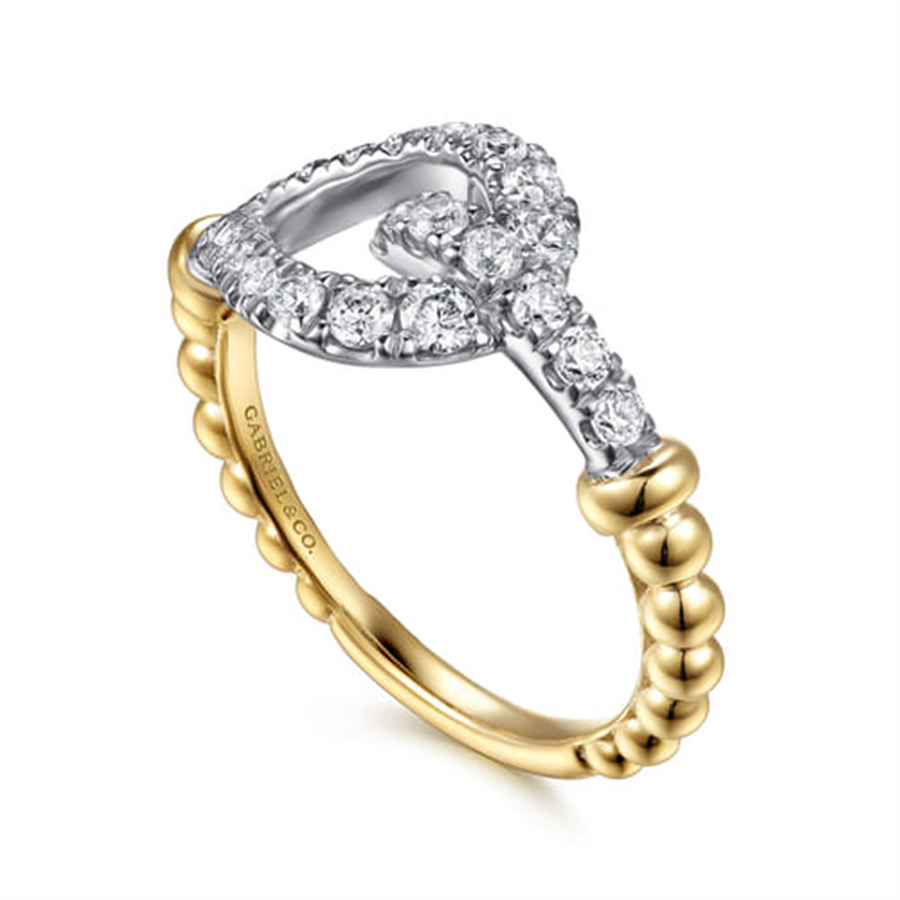 Lady's Two-Tone 14 Karat Polished/Bujukan Link Fashion Ring Size 6.5 W