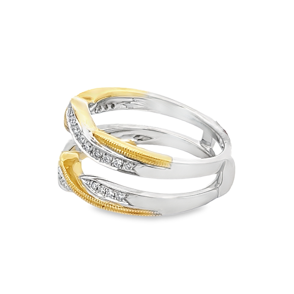 Two-Tone 18 Karat Milgrain Twisted Ring Wrap/Guard