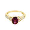 Oval Rhodilite Garnet & Diamond Ring