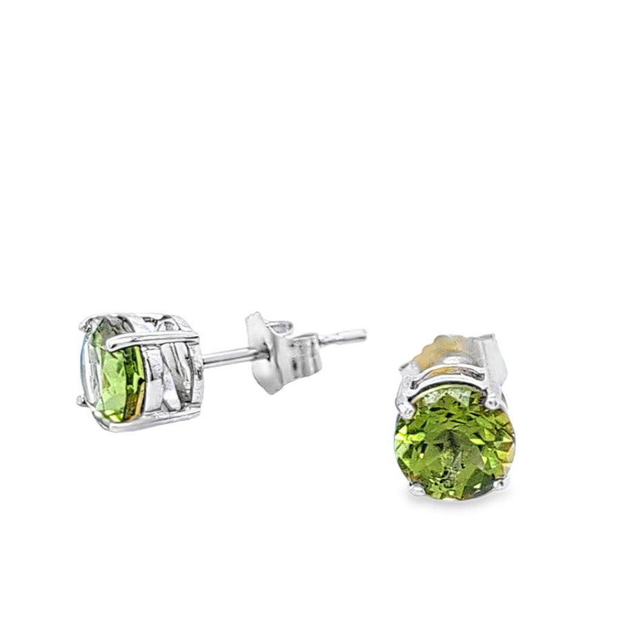 Lady's White 14 Karat 4 Prong Basket Stud Earrings 2 = 2.00TWT Round P
