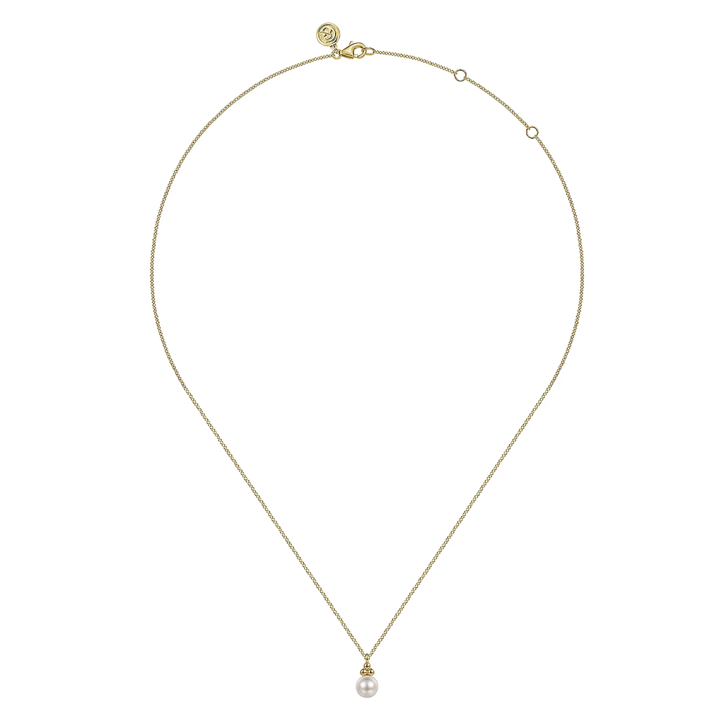 Gabriel & Co. Fashion 14K Yellow Gold Pearl Bujukan Drop Pendant Necklace