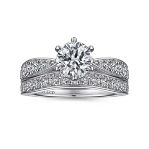 Gabriel & Co. Kristine - Vintage Inspired 14K White Gold Round Diamond Engagement Ring