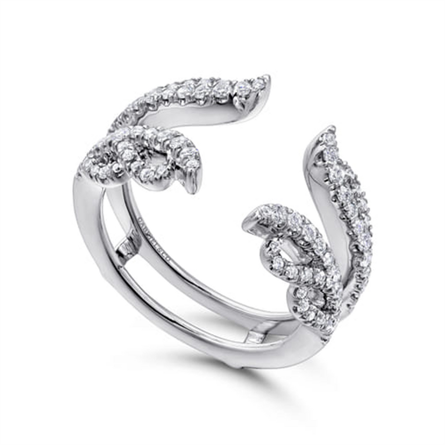White 14 Karat Nature Pave Swirl Ring Wrap/Guard Size 6.5 Gabriel & Co