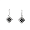 Estate Kite Shape Black & White Diamond Drop Earrings