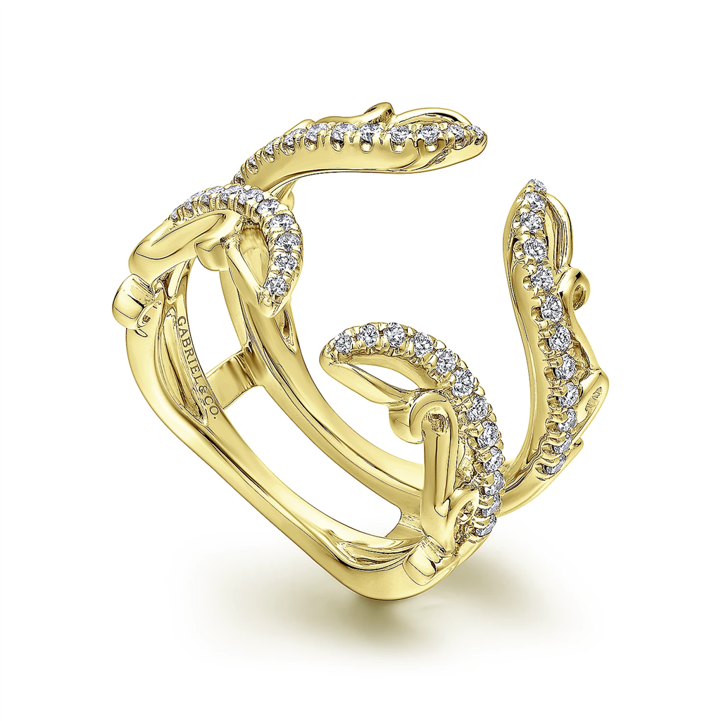 Gabriel & Co. 14K Yellow Gold  French Pave Set Diamond Ring Enhancer - 0.34 ct