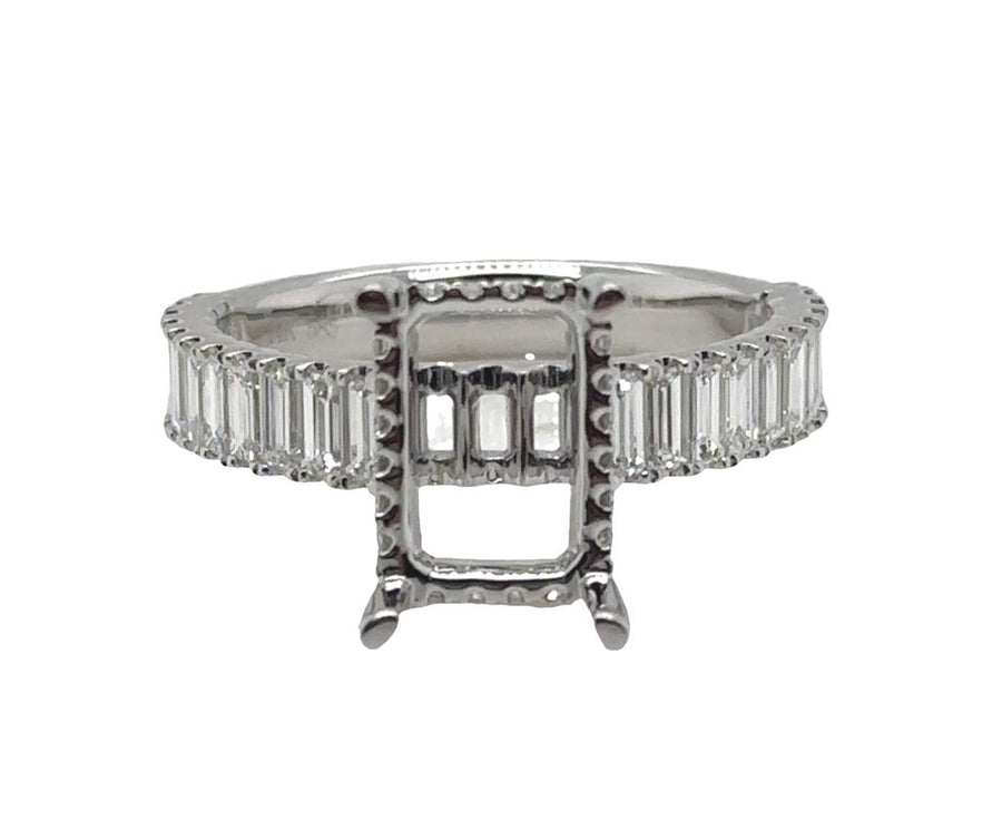 Lady's White 14 Karat Prong-Set Straight Band With Hidden Halo Ring Si