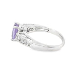 Oval Lavender Spinel and Baguette Diamond Ring