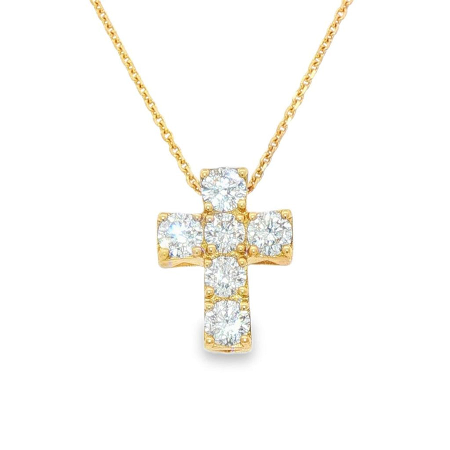 Lady's Yellow 18 Karat "Blindside" Short Thick Cross Pendant Length 18