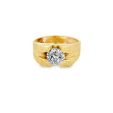 Round Diamond Solitaire Grooved Ring