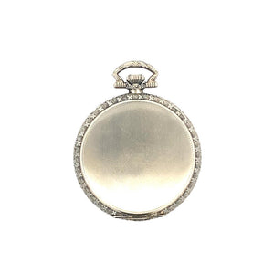 Estate 18KT White Gold Engraved Hampden Dueber thin case
19J, ca1915-1918, serial #3432522, s16 Paul Revere Case (3000 movements made)
60.3grams.