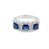 Estate Square Blue Sapphire Halo Diamond Ring