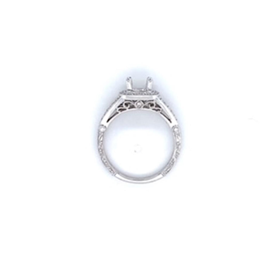 Lady's White 18 Karat Engraved Halo Ring