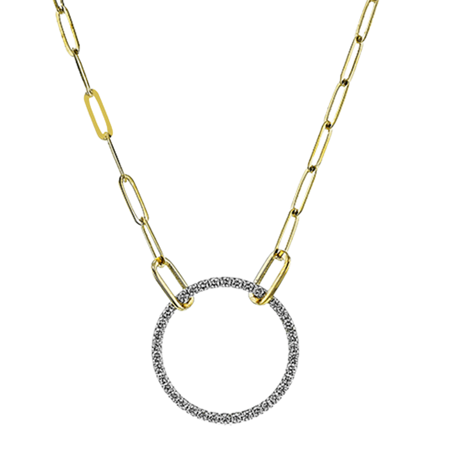 Lady's Yellow 14 Karat Paper Clip Necklace 38 = 0.29TWT Round Diamonds