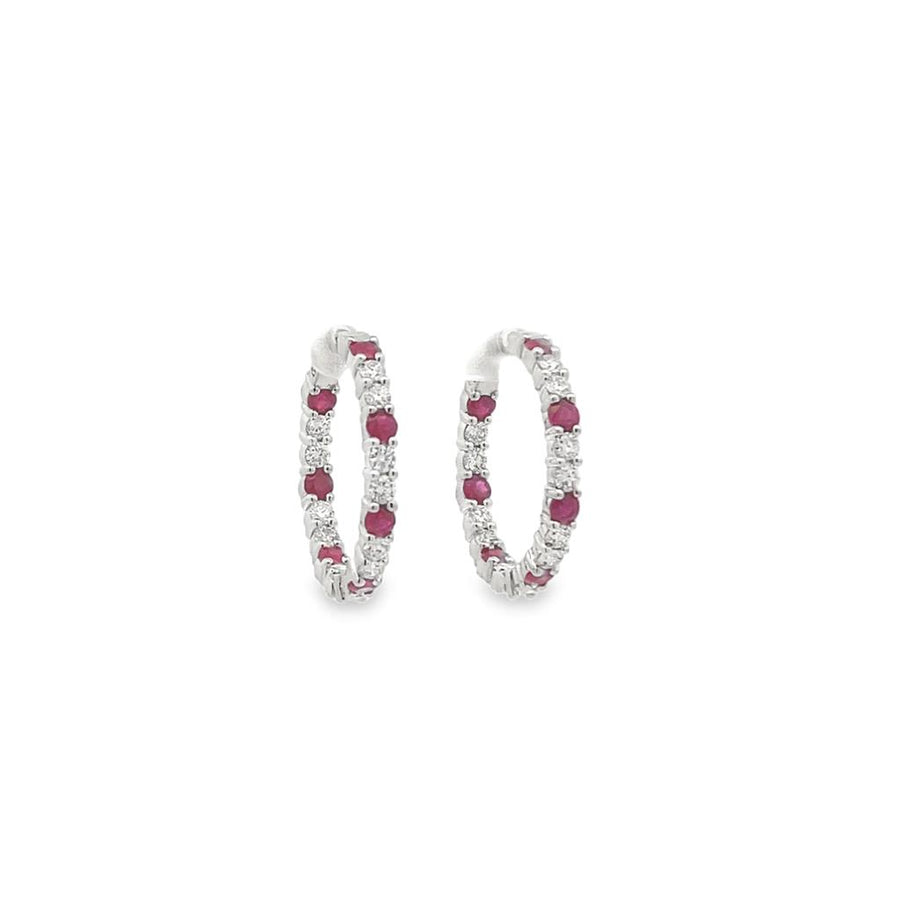Ruby and Diamond Inside/Outside Hoop Earrings