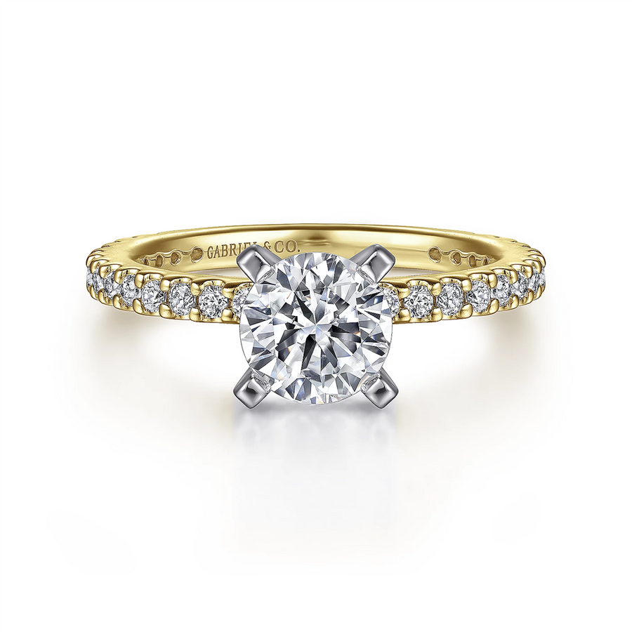 Gabriel & Co Lady's Two-Tone Tiffany Straight Diamond Engagement Ring Mounting