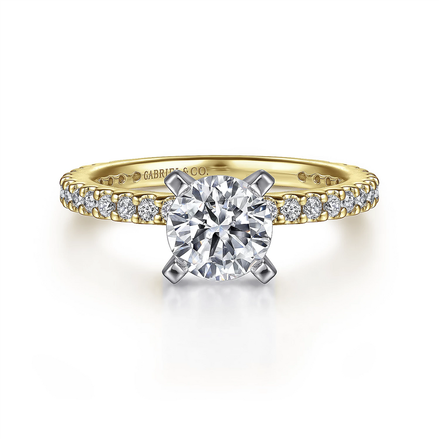 Gabriel & Co. Logan - 14K White-Yellow Gold Round Diamond Engagement Ring Mounting