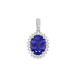 Tazanite and Diamond Oval Pendant