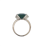 Oval Blue Sapphire with Pave Diamond Shoulders